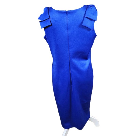 Shelby & Palmer Sheath Dress Womens 12 Royal Blue Stretch Bow at Shoulder Party - Picture 2 of 10